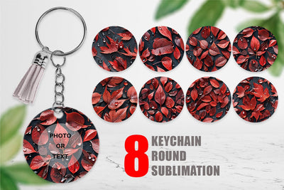 Keychain Red Leaves Pattern Sublimation artnoy 