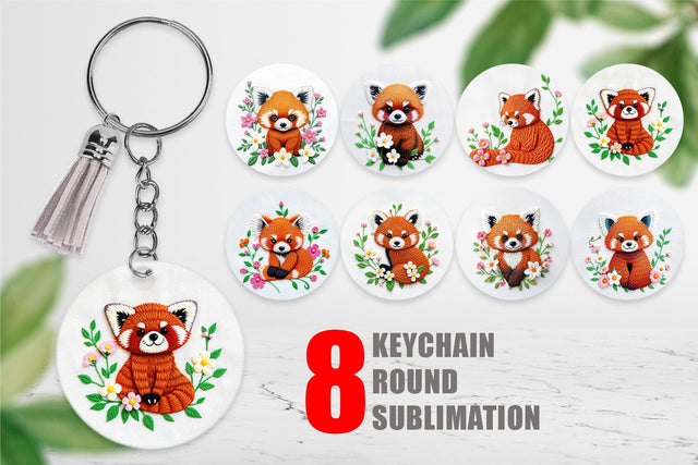 Keychain Red Panda Embroidery Sublimation artnoy 