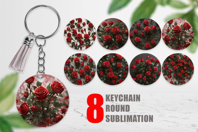 Keychain Red Roses Valentine Sublimation artnoy 