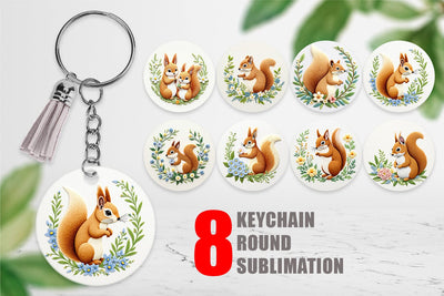 Keychain Red Squirrel Sublimation artnoy 