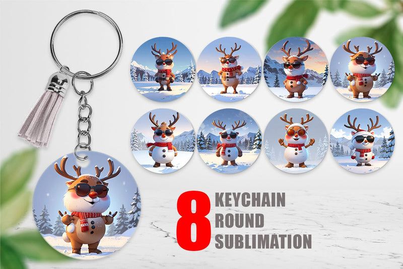 Keychain Reindeer Christmas Sublimation artnoy 
