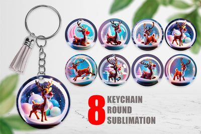 Keychain Reindeer Glass Ball Sublimation artnoy 