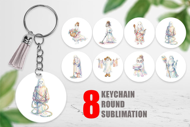 Keychain Relatable Housework Mom Ghost Sublimation artnoy 