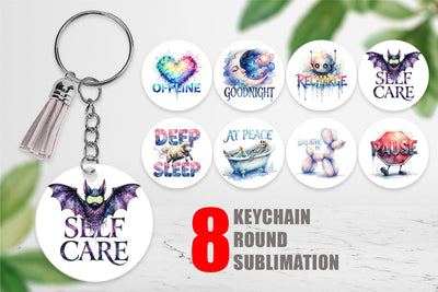 Keychain Rest Recharge Quotes Sublimation artnoy 