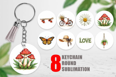 Keychain Retro 70s Summer Boho Watercolor Sublimation artnoy 