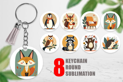 Keychain Retro Animal Charm Sublimation artnoy 