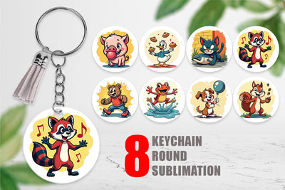Keychain Retro Animal Rascals Sublimation artnoy 