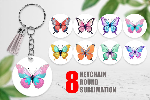 Keychain Retro Butterflies Sublimation artnoy 