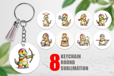 Keychain Retro Camp Games Dino Ink Line Sublimation artnoy 