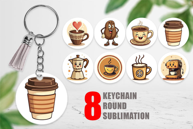 Keychain Retro Coffee Sublimation artnoy 
