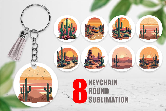 Keychain Retro Desert Vibes Sublimation artnoy 