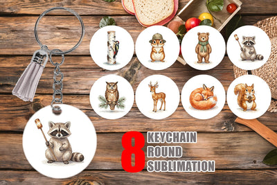 Keychain Retro Forest Friend Watercolor Sublimation artnoy 
