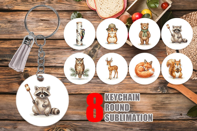 Keychain Retro Forest Friend Watercolor Sublimation artnoy 