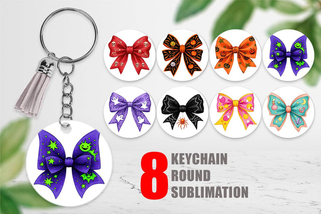 Keychain Retro Halloween Bows Sublimation artnoy 