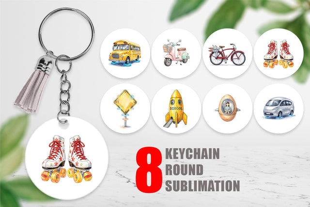 Keychain Retro Hover School Transport Sublimation artnoy 