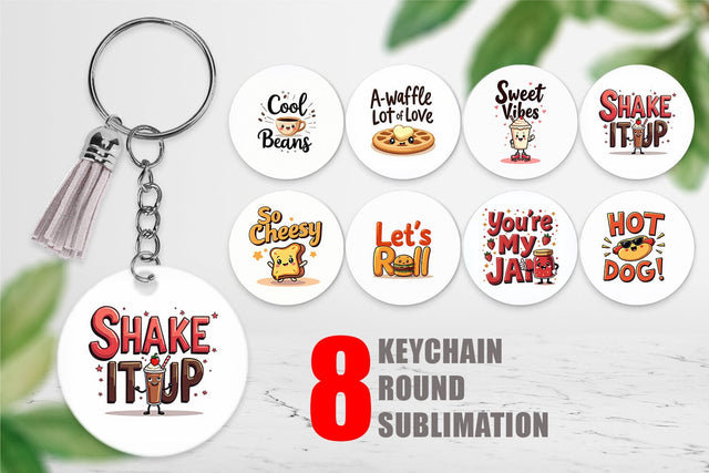 Keychain Retro Kawaii Diner Delights Cute Food Quote Sublimation artnoy 