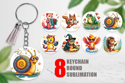 Keychain Retro Magic Critters Sublimation artnoy 