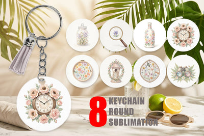 Keychain Retro Nature Discovery Watercolor Sublimation artnoy 