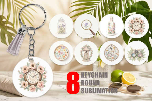 Keychain Retro Nature Discovery Watercolor Sublimation artnoy 