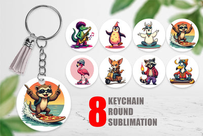 Keychain Retro Quirky Critters Sublimation artnoy 