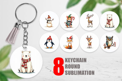 Keychain Retro Reindeer Friends Sublimation artnoy 