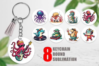 Keychain Retro Sea Critters Sublimation artnoy 