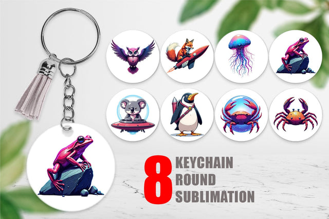 Keychain Retro Space Creatures Sublimation artnoy 