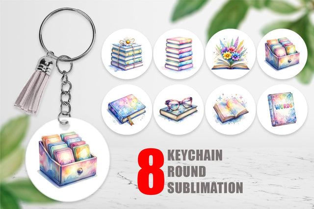 Keychain Retro Teacher Books Sublimation artnoy 