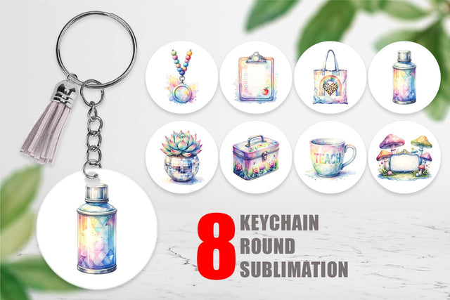 Keychain Retro Teacher Design Sublimation artnoy 