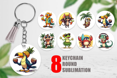 Keychain Retro Tropic Quirks Sublimation artnoy 