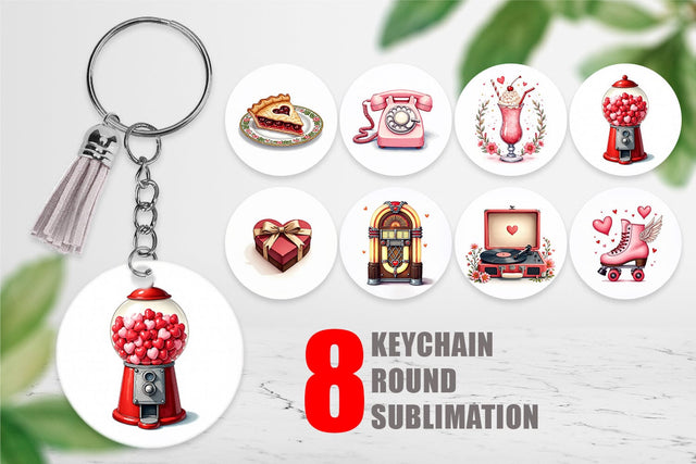 Keychain Retro Valentine's Sweetheart Cafe Sublimation artnoy 