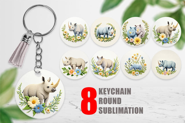 Keychain Rhino Embroidery Sublimation artnoy 
