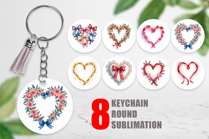Keychain Ribbon Heart Wreaths Sublimation artnoy 