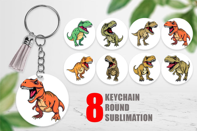 Keychain Roaring Dinosaur Sublimation artnoy 