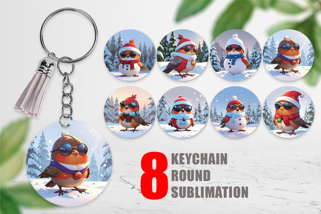 Keychain Robin Bird Christmas Sublimation artnoy 
