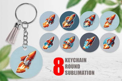 Keychain Rocket illustration Sublimation artnoy 