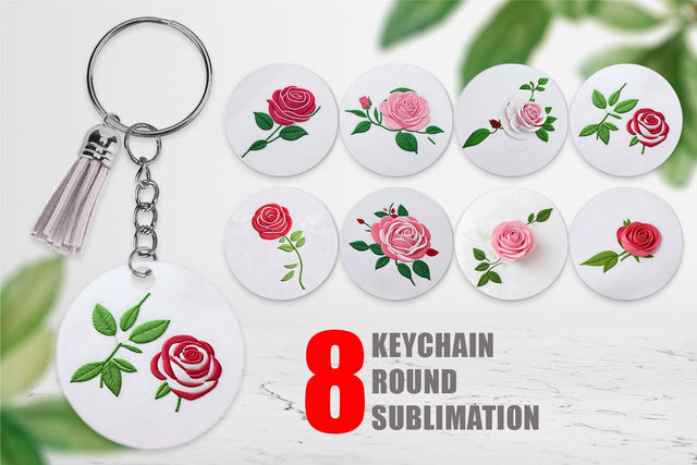 Keychain Rose Embroidery Sublimation artnoy 