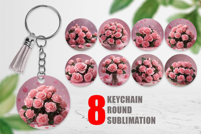 Keychain Rose flower bouquet Sublimation artnoy 