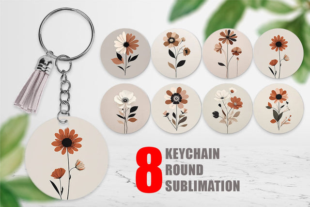 Keychain Rose Flowers Boho Art Sublimation artnoy 