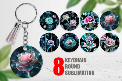 Keychain Rose Glass Pattern Sublimation artnoy 