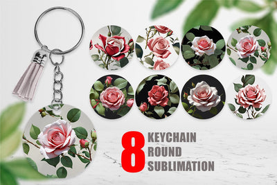 Keychain Rose Pattern Sublimation artnoy 