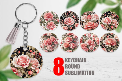 Keychain Rose Pattern Sublimation artnoy 