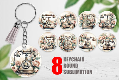 Keychain Rotary Telephone Sublimation artnoy 