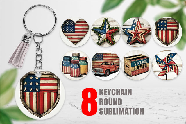 Keychain Rustic 4th of July Sublimation artnoy 