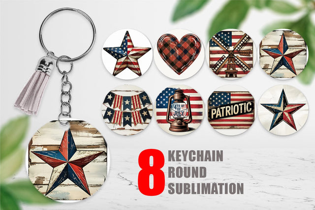 Keychain Rustic 4th of July Sublimation artnoy 