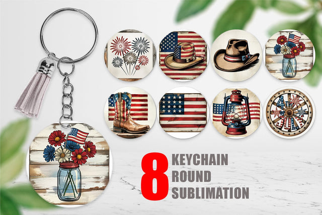 Keychain Rustic 4th of July Sublimation artnoy 