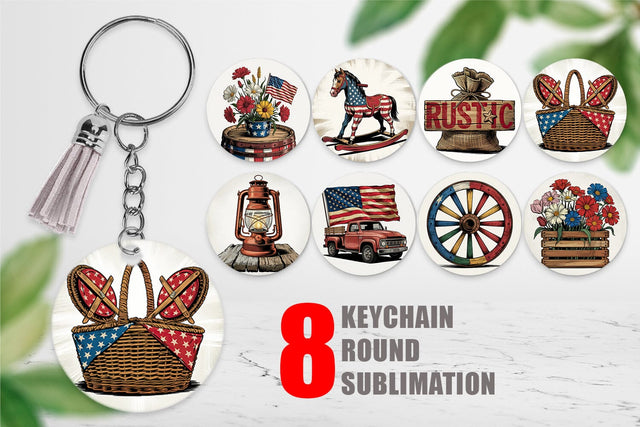 Keychain Rustic 4th of July Sublimation artnoy 