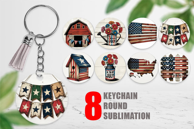 Keychain Rustic 4th of July Sublimation artnoy 