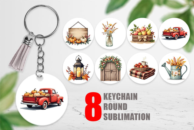 Keychain Rustic Autumn Charm Sublimation artnoy 
