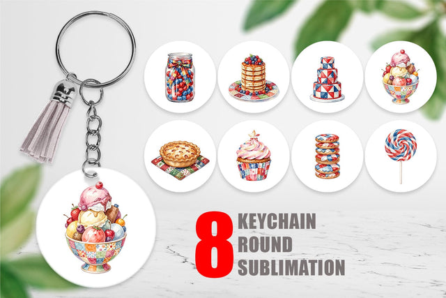 Keychain Rustic July 4th Patchwork Sweets Sublimation artnoy 